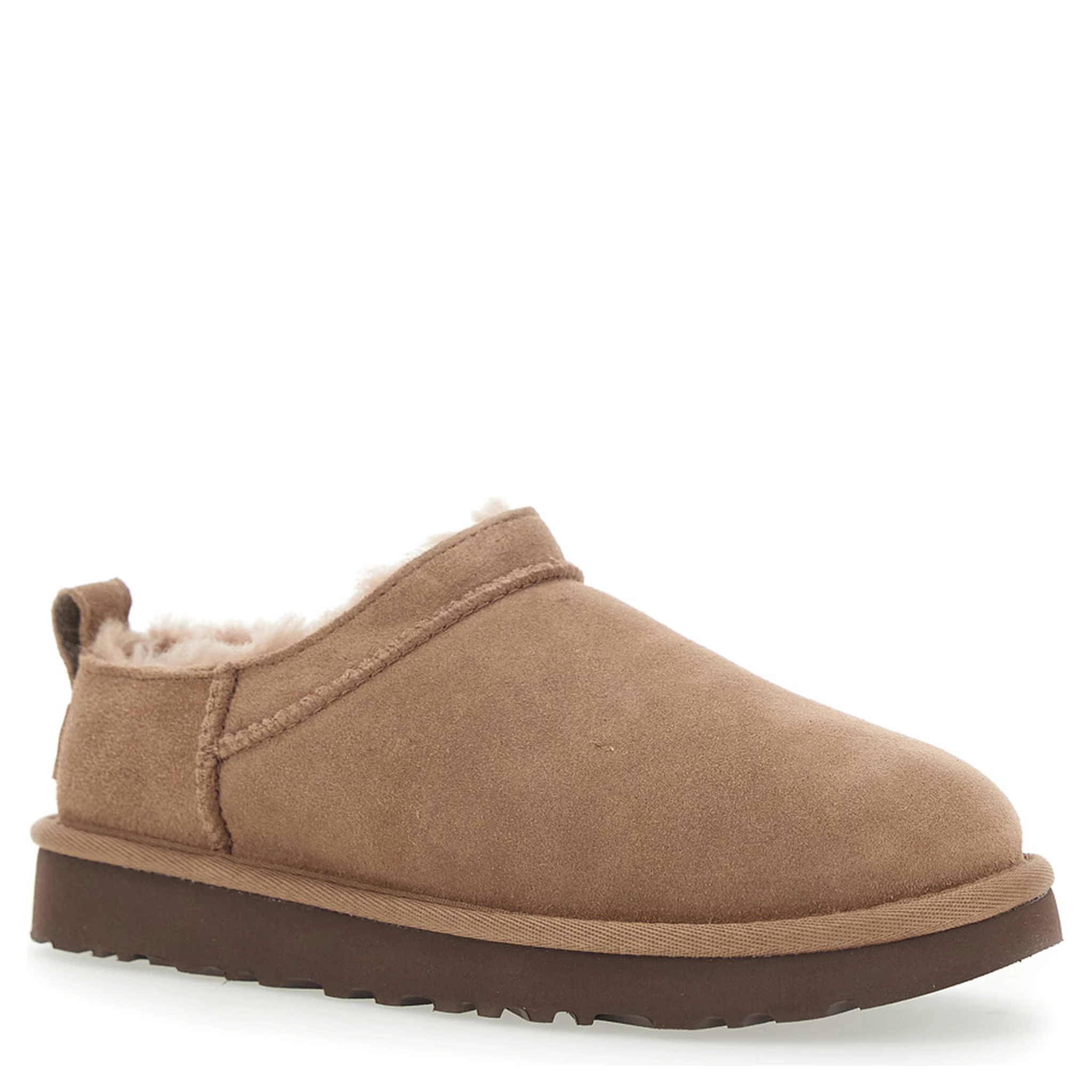 “Classic Micro” Beige Ankle Boots with Logo Embossed in Suede Woman