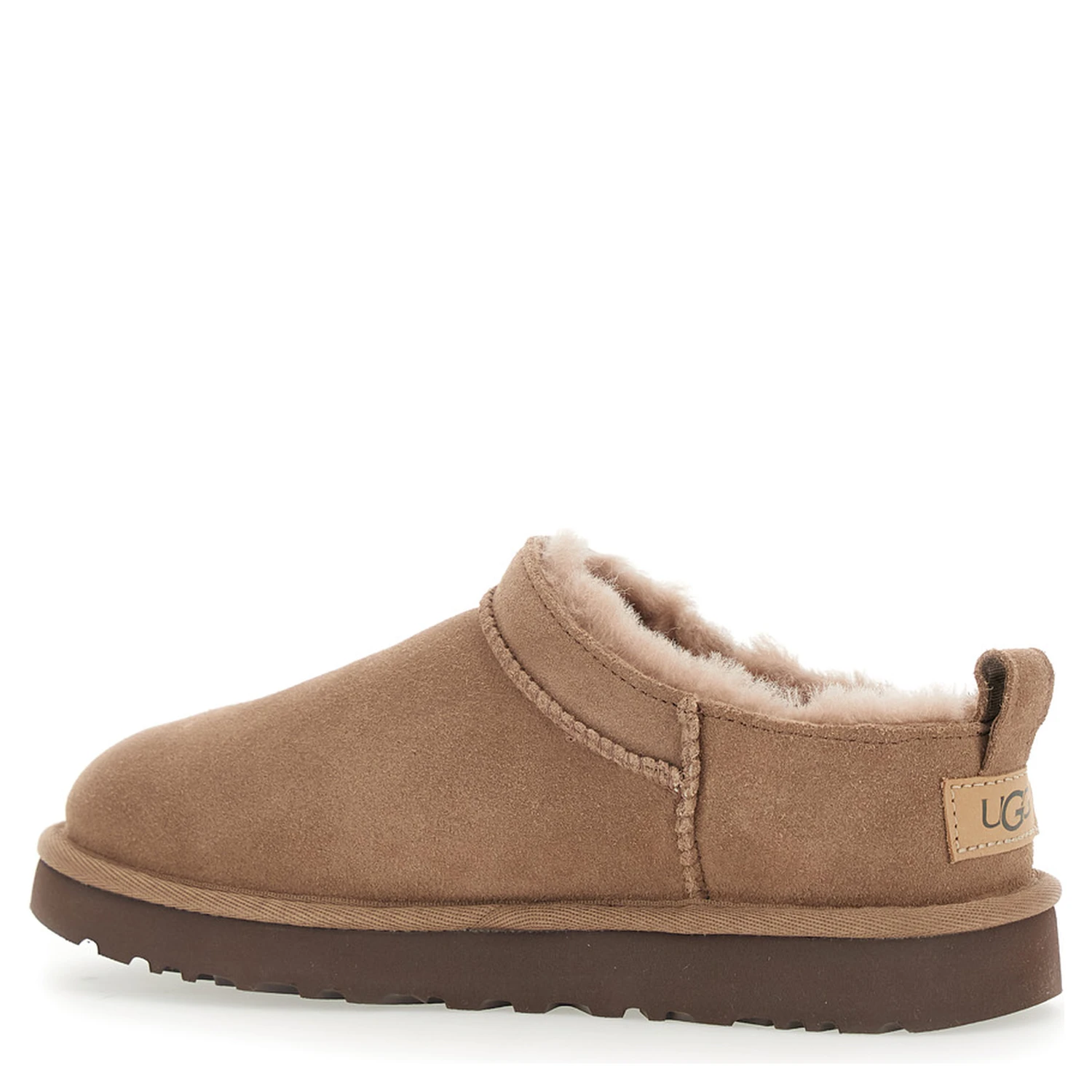 “Classic Micro” Beige Ankle Boots with Logo Embossed in Suede Woman