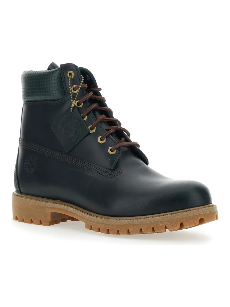 Green Water-Proof Boots with Logo Plate in Leather Man alternative