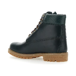 Green Water-Proof Boots with Logo Plate in Leather Man