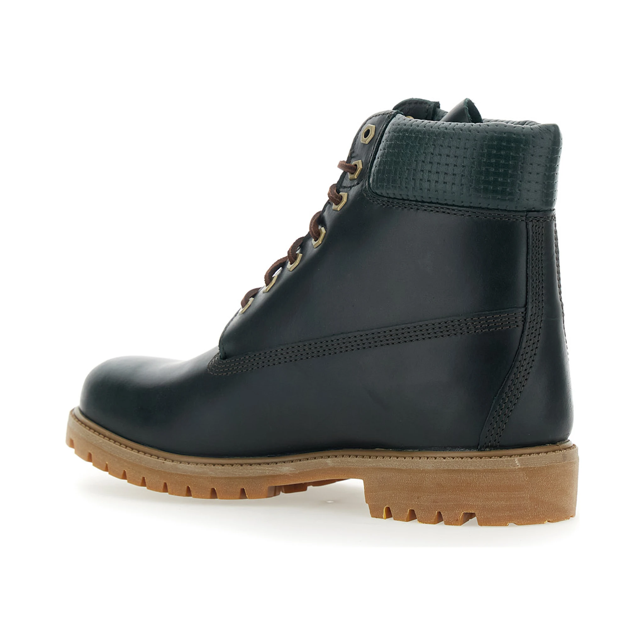 Green Water-Proof Boots with Logo Plate in Leather Man