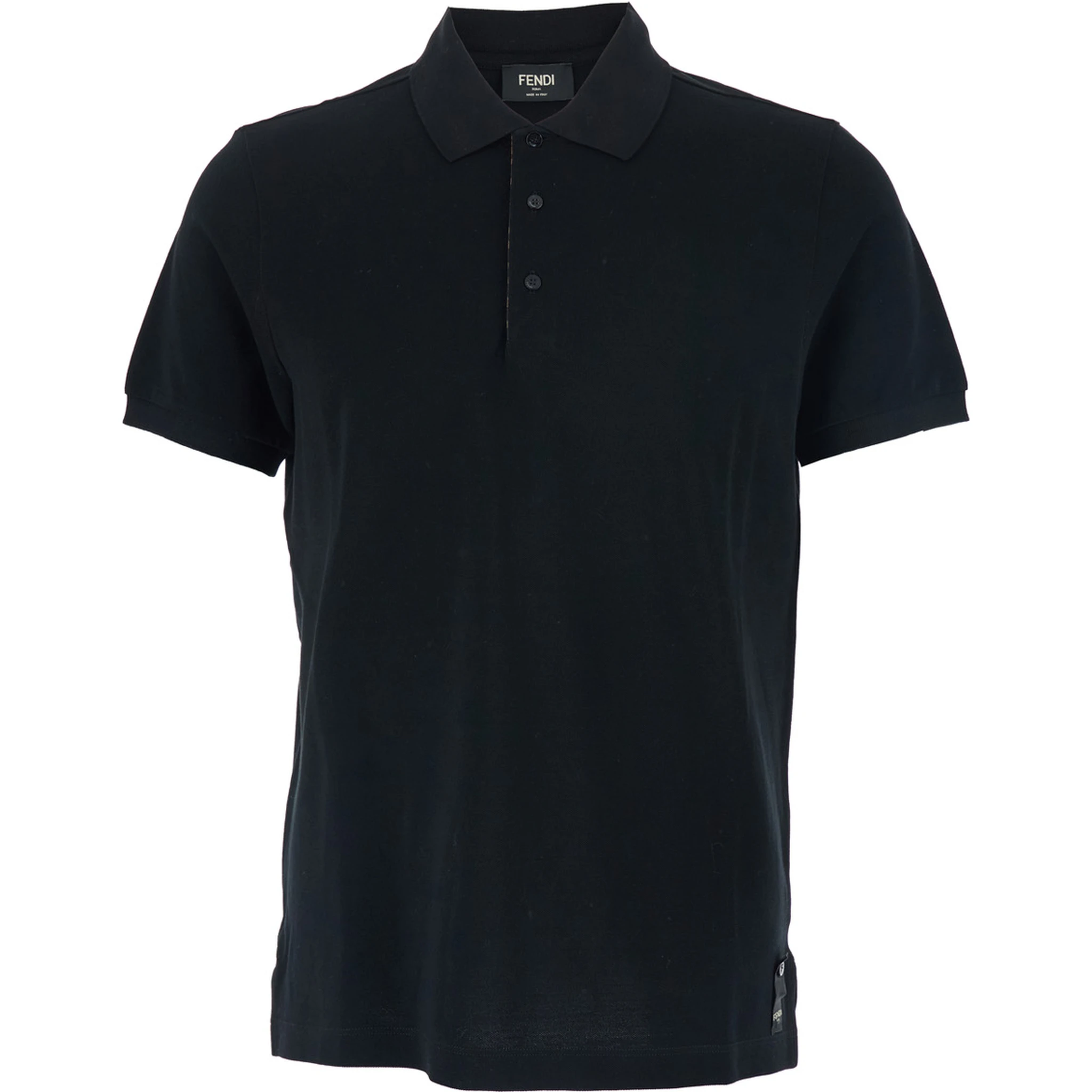 Black Polo Shirt with Logo Patch on the Front in Cotton Pique Man
