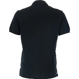 Black Polo Shirt with Logo Patch on the Front in Cotton Pique Man