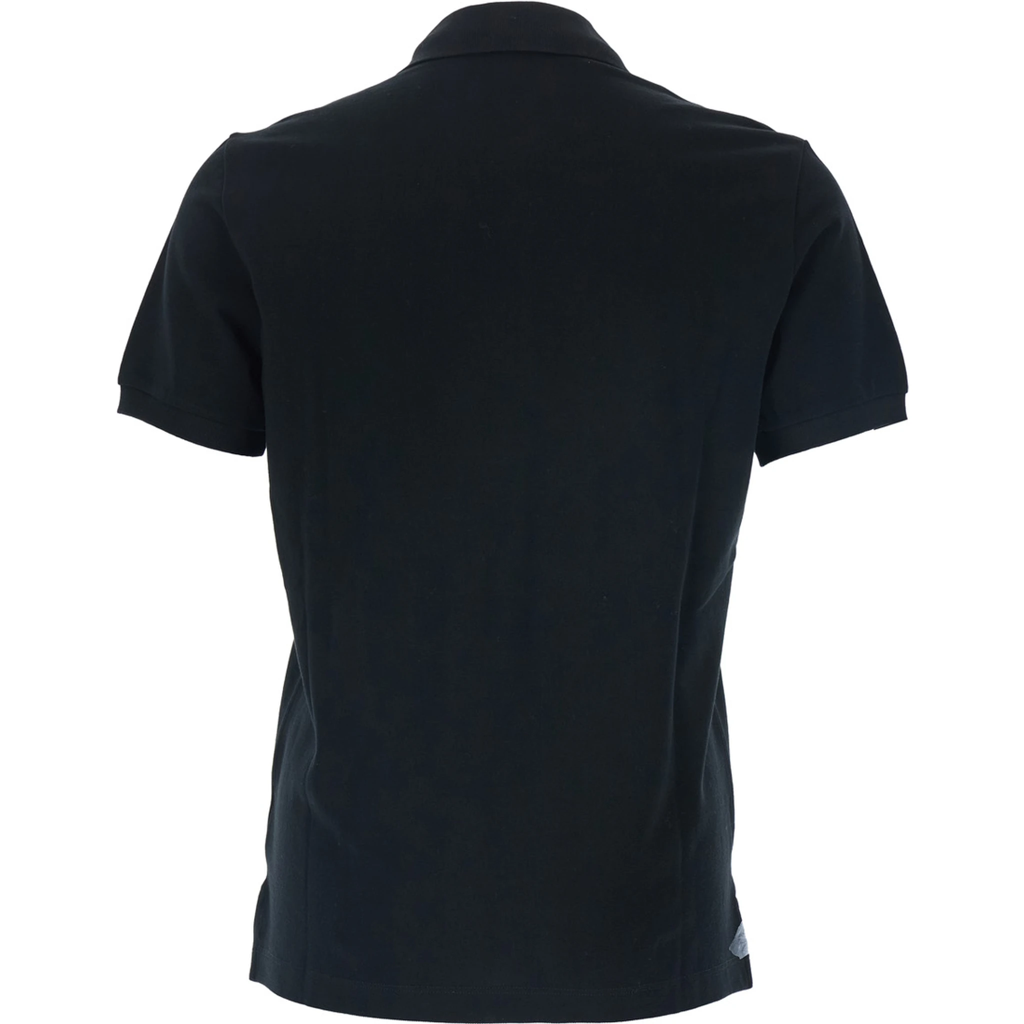 Black Polo Shirt with Logo Patch on the Front in Cotton Pique Man