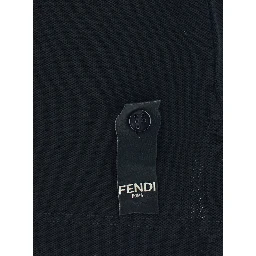Black Polo Shirt with Logo Patch on the Front in Cotton Pique Man