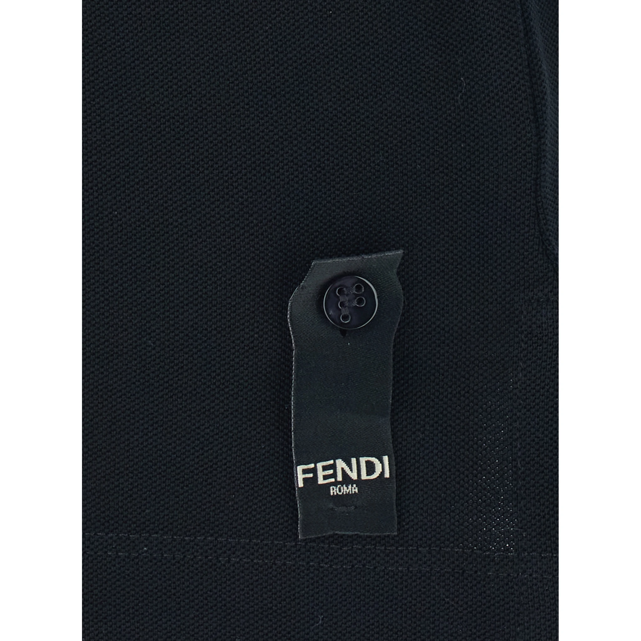 Black Polo Shirt with Logo Patch on the Front in Cotton Pique Man