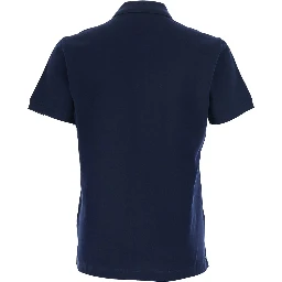 Blue Polo Shirt with Metallic FF Logo on the Front in Cotton Pique Man