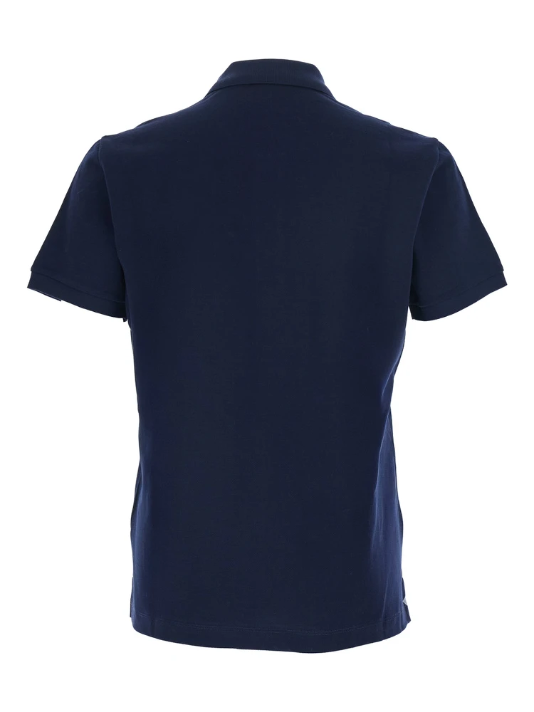 Blue Polo Shirt with Metallic FF Logo on the Front in Cotton Pique Man alternative