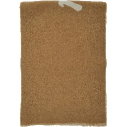 Beige Bicolor Scarf with Logo Lettering in Wool Blend Man