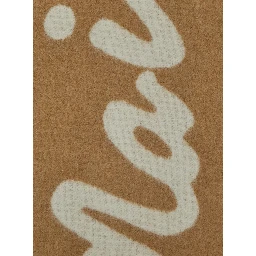 Beige Bicolor Scarf with Logo Lettering in Wool Blend Man