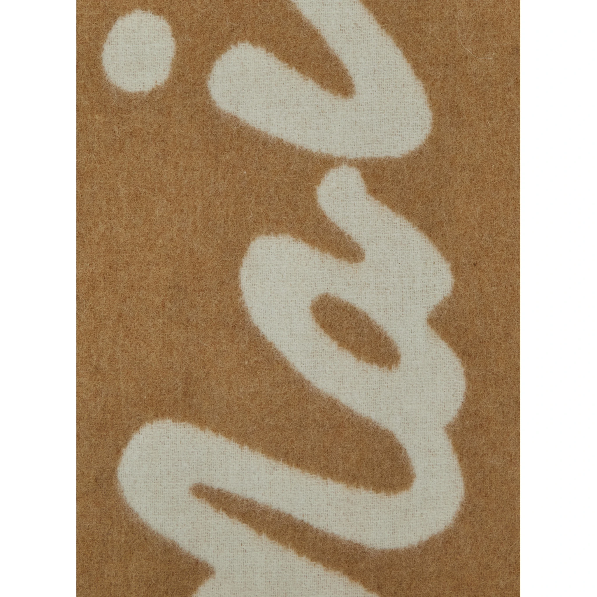 Beige Bicolor Scarf with Logo Lettering in Wool Blend Man