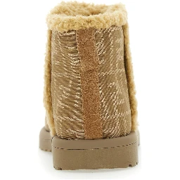 Beige Ankle Boots with All-Over FF Motif in Fabric Girl