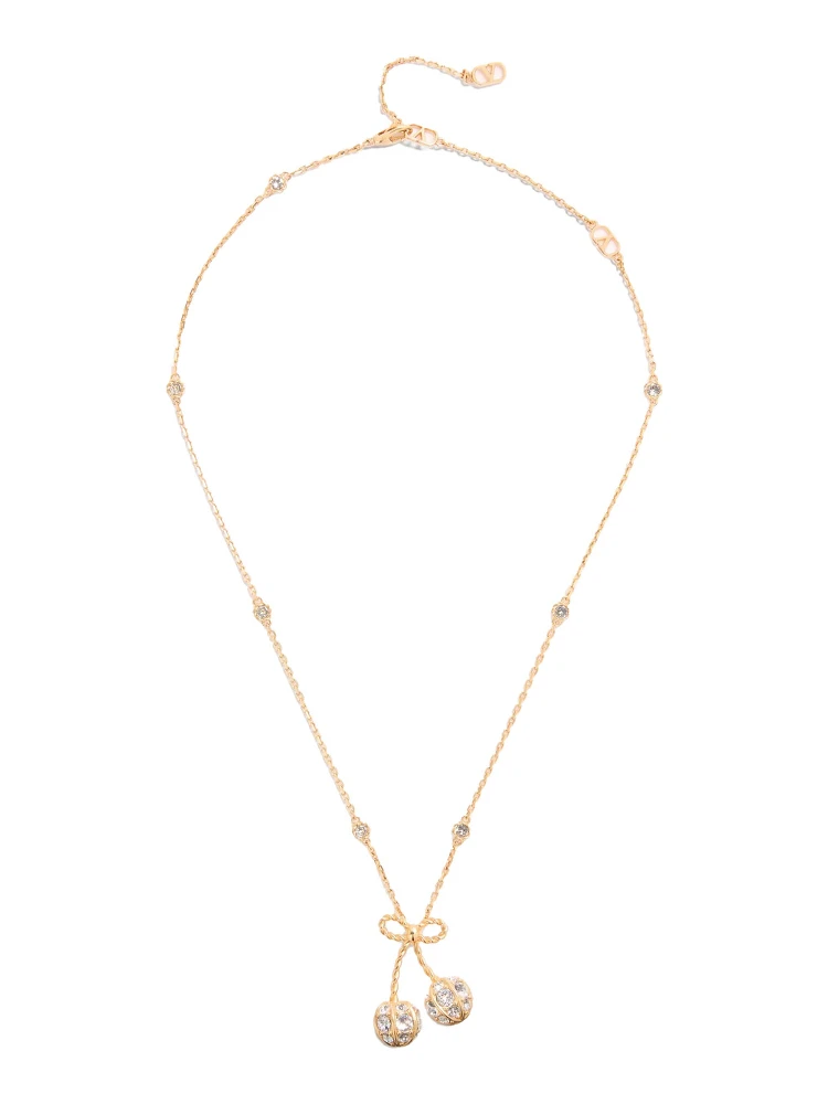 Chez Valentino Gold Colored Necklace with Charm Pendants and Crystal Embellishments in Gold Plated Brass Woman