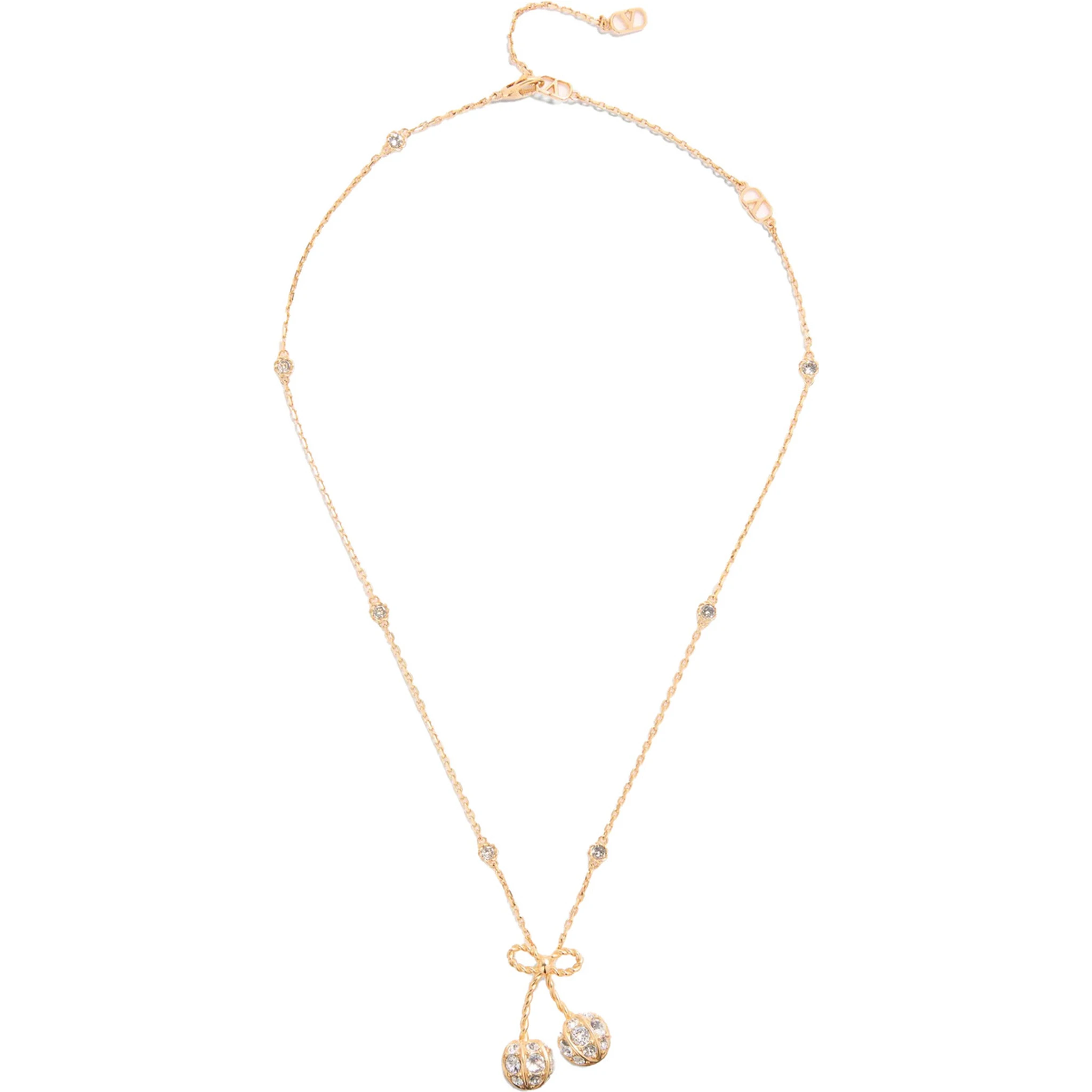 Chez Valentino Gold Colored Necklace with Charm Pendants and Crystal Embellishments in Gold Plated Brass Woman
