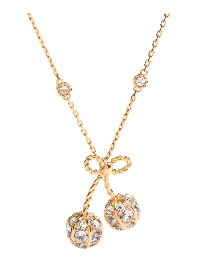Chez Valentino Gold Colored Necklace with Charm Pendants and Crystal Embellishments in Gold Plated Brass Woman