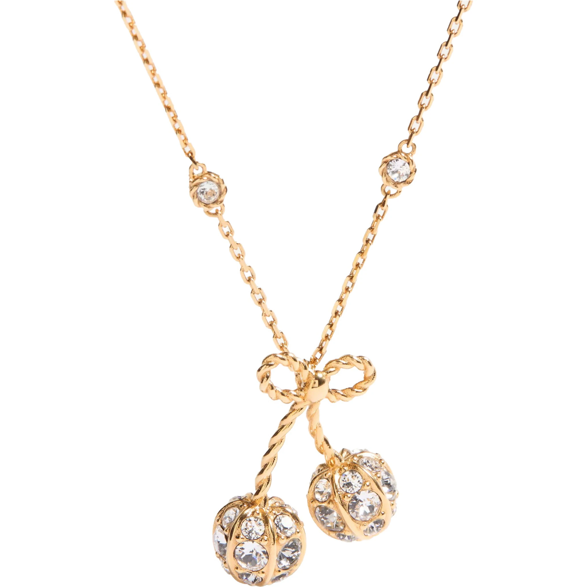 Chez Valentino Gold Colored Necklace with Charm Pendants and Crystal Embellishments in Gold Plated Brass Woman