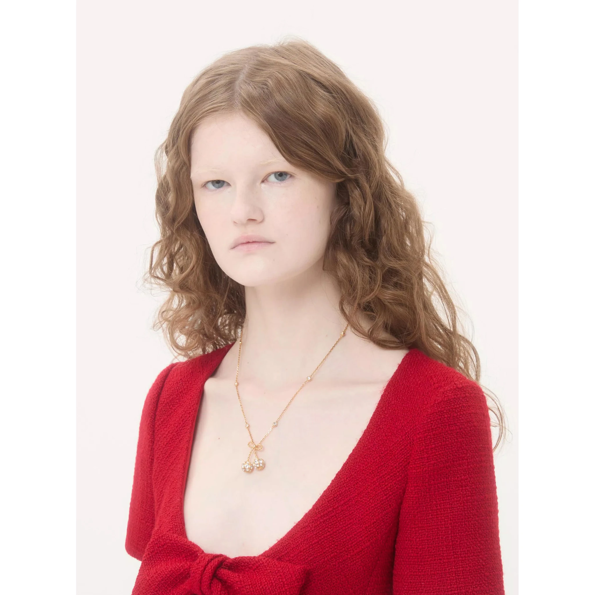 Chez Valentino Gold Colored Necklace with Charm Pendants and Crystal Embellishments in Gold Plated Brass Woman