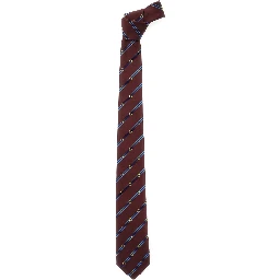Bordeaux Tie with All-Over Striped Motif in SIlk Man