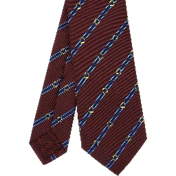 Bordeaux Tie with All-Over Striped Motif in SIlk Man