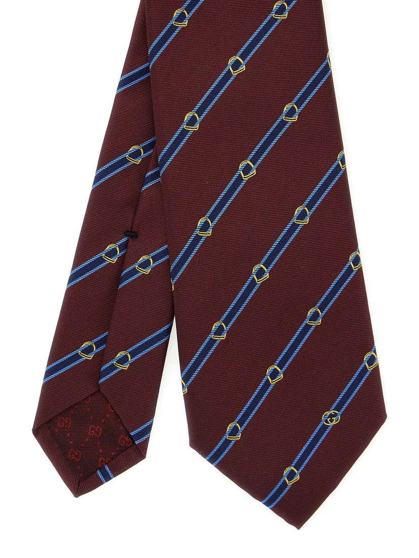 Bordeaux Tie with All-Over Striped Motif in SIlk Man