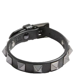 Black Bracelet with ROckstud Embellishment in Leather Man