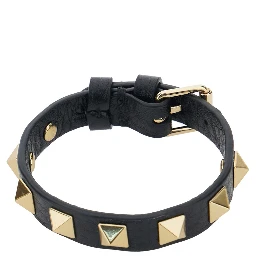 Black Bracelet with ROckstud Embellishment in Leather Man