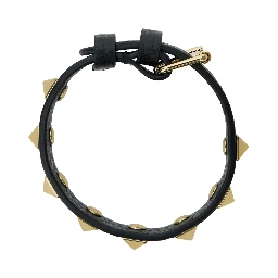 Black Bracelet with ROckstud Embellishment in Leather Man