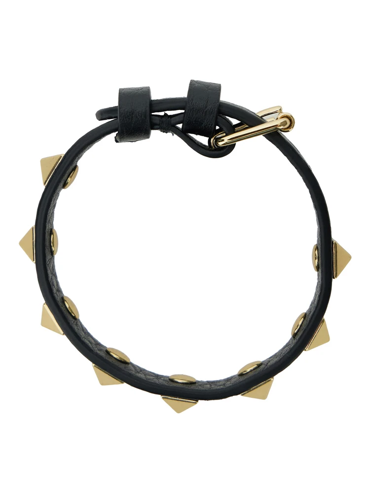 Black Bracelet with ROckstud Embellishment in Leather Man alternative