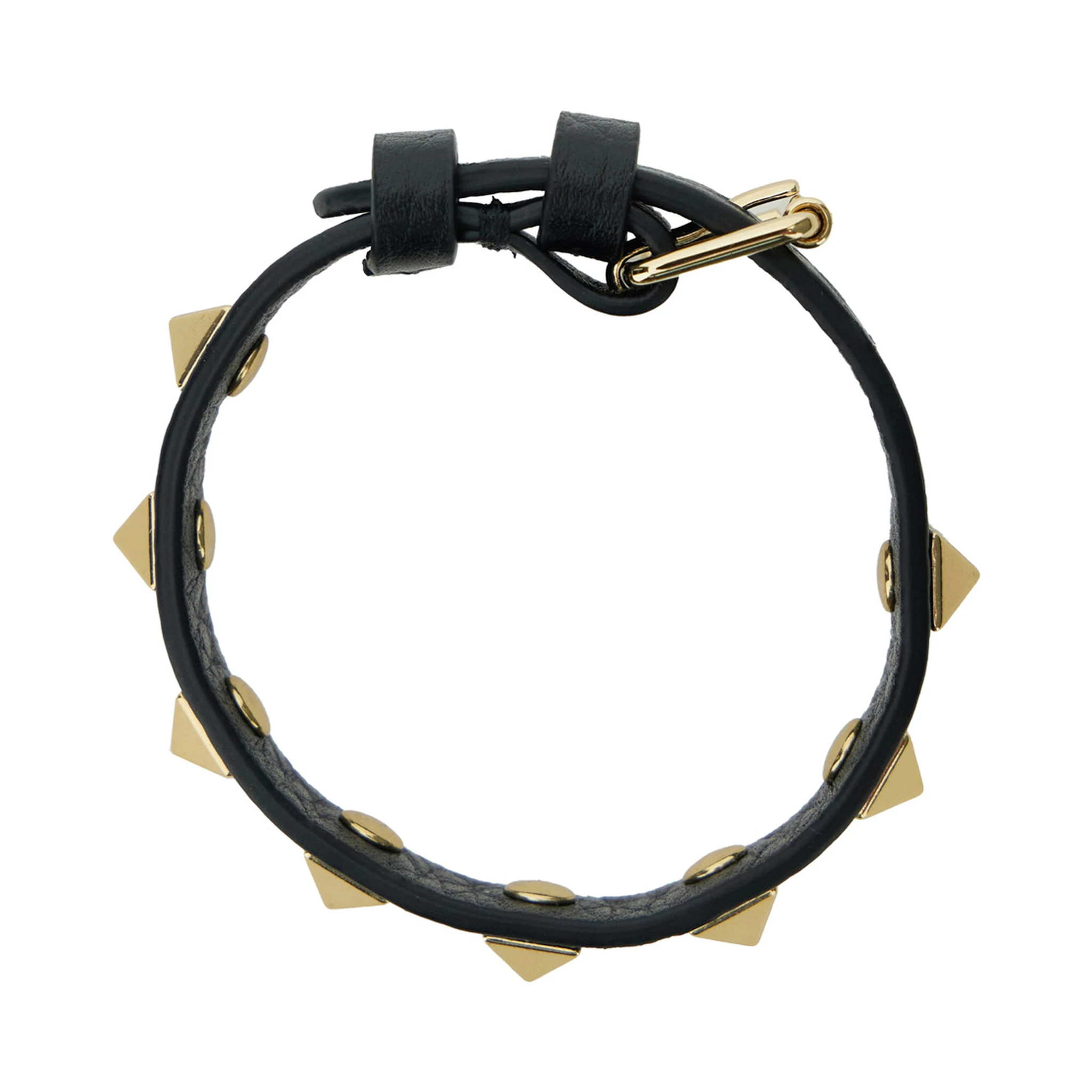 Black Bracelet with ROckstud Embellishment in Leather Man