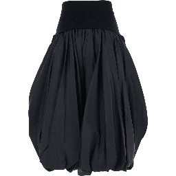 Black Midi Skirt with Elastic Waist and Draped Design in Viscose Woman