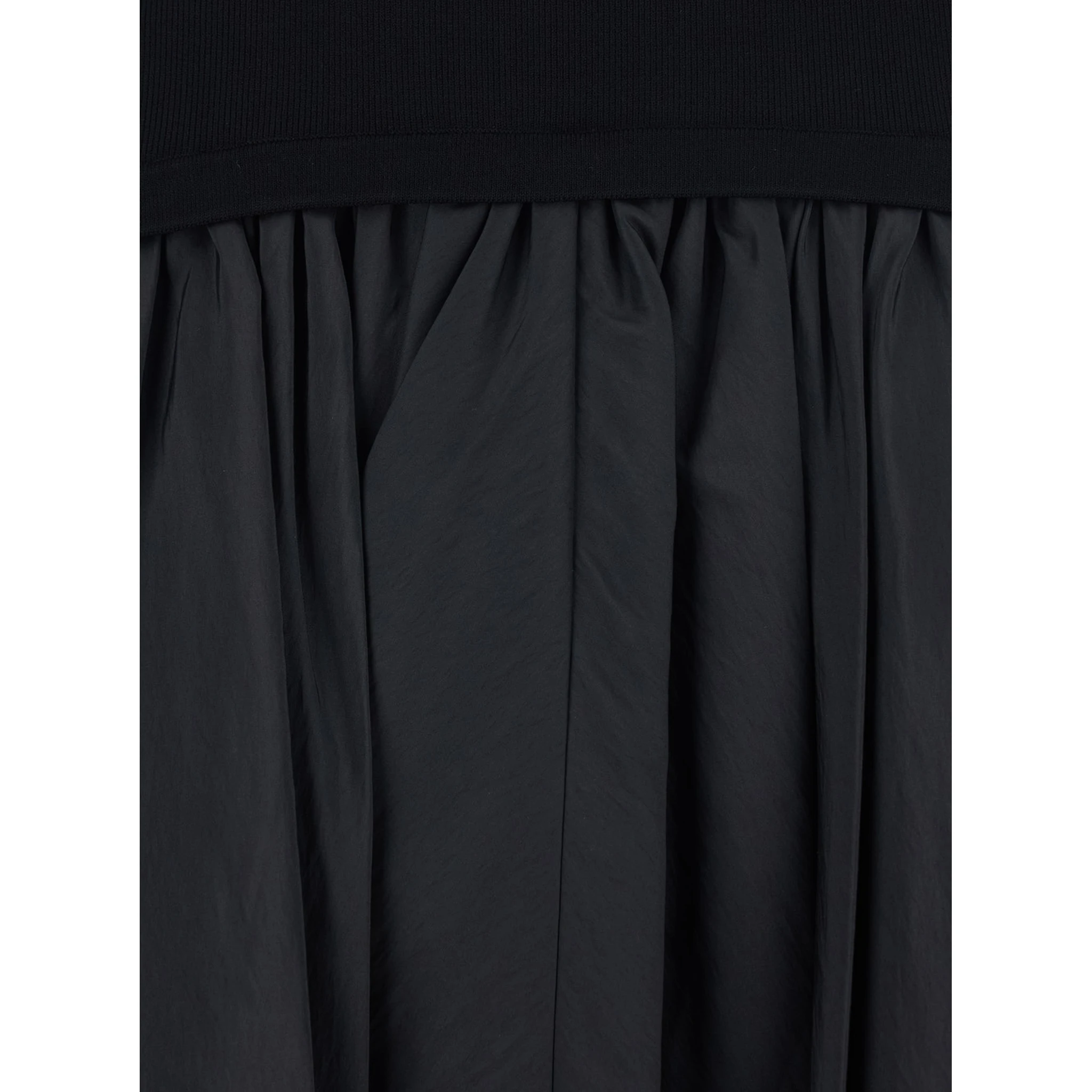 Black Midi Skirt with Elastic Waist and Draped Design in Viscose Woman