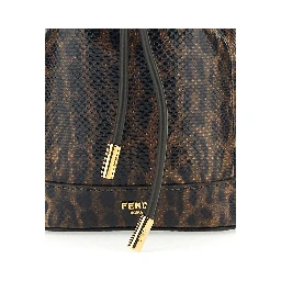 Mon Tresor Mini Brown Handbag with Removable Shoulder Strap and Jaguar Print in Leather Woman