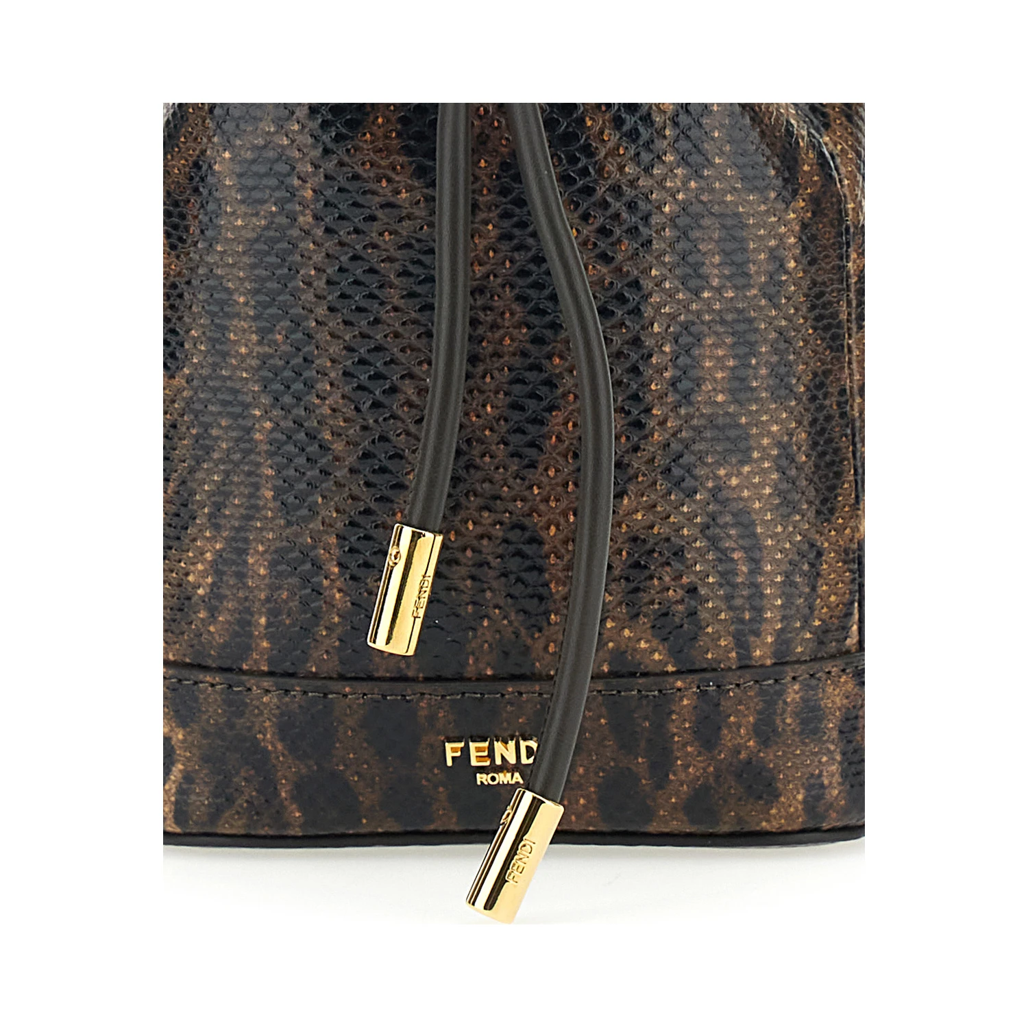 Mon Tresor Mini Brown Handbag with Removable Shoulder Strap and Jaguar Print in Leather Woman