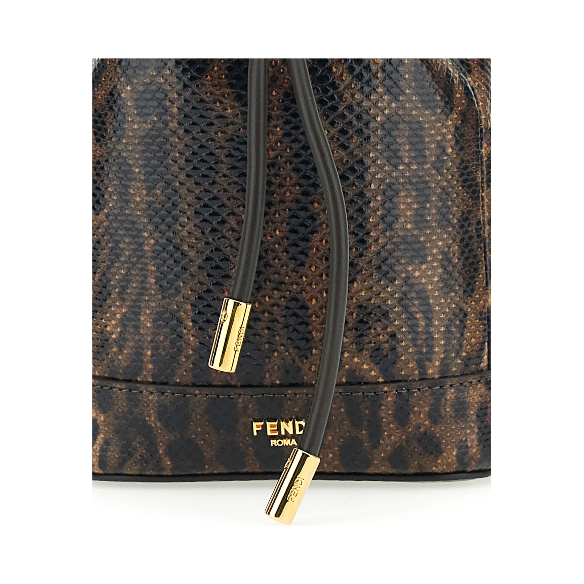 Mon Tresor Mini Brown Handbag with Removable Shoulder Strap and Jaguar Print in Leather Woman