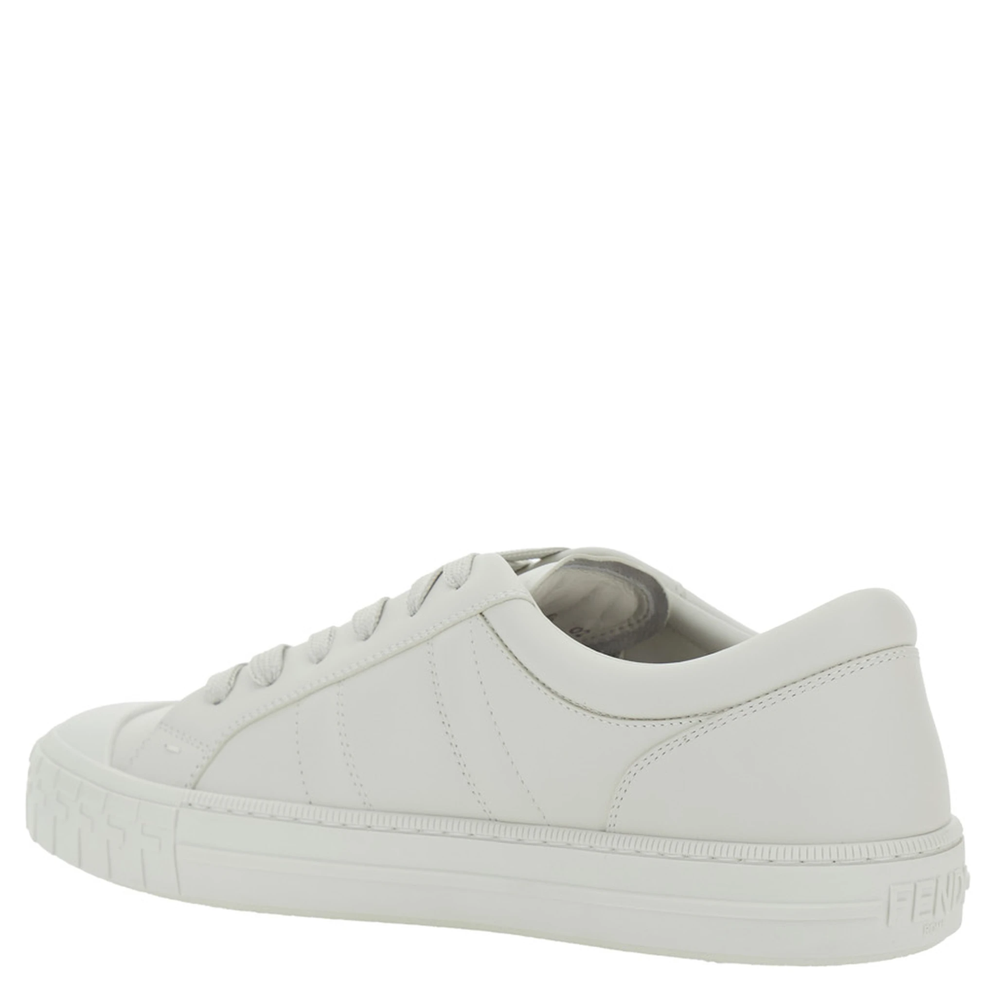 “Domino” White Low-Top Sneakers with Metallic Logo on the Side in Leather Man