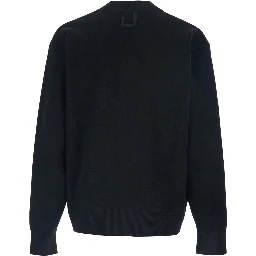 Black V-Neck Cardigan with J Logo on the Back in Wool Man
