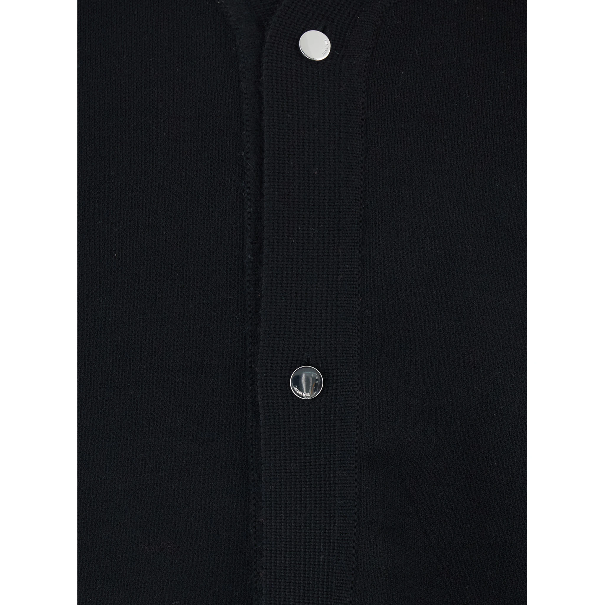 Black V-Neck Cardigan with J Logo on the Back in Wool Man