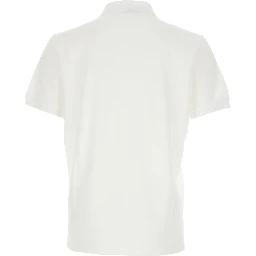 White Polo Shirt with Logo Patch on the Front in Cotton Pique Man