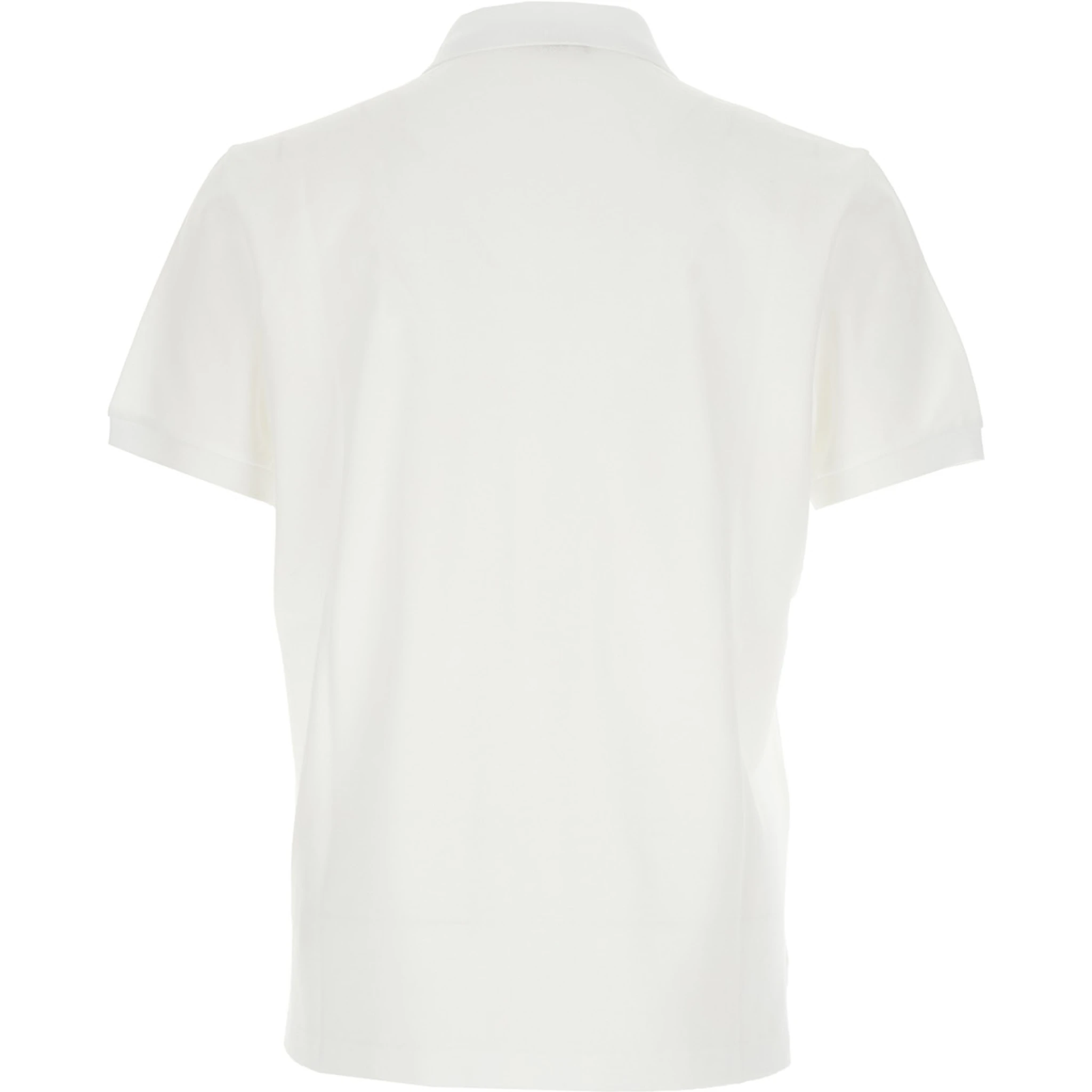 White Polo Shirt with Logo Patch on the Front in Cotton Pique Man