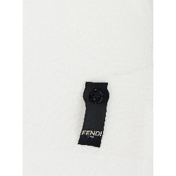 White Polo Shirt with Logo Patch on the Front in Cotton Pique Man