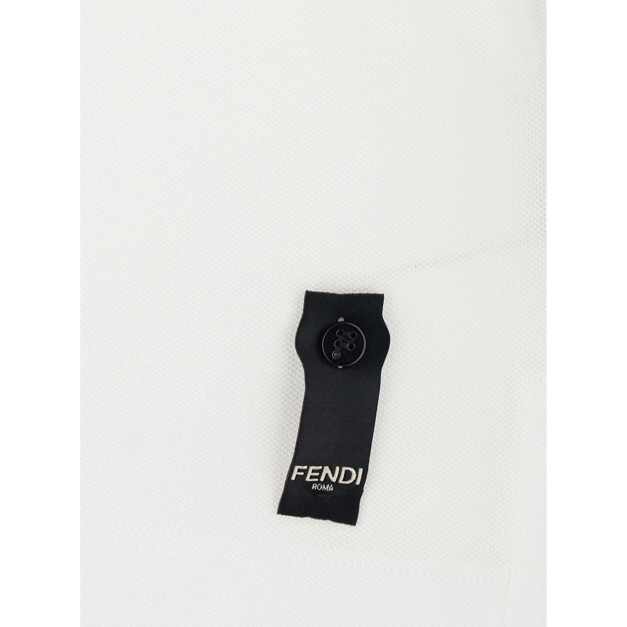 White Polo Shirt with Logo Patch on the Front in Cotton Pique Man