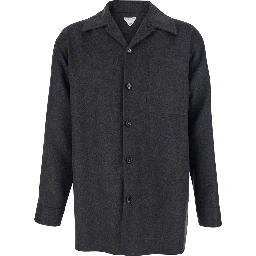 Grey Jacket with Wide Notched Revers in Cashmere and SIlk Man
