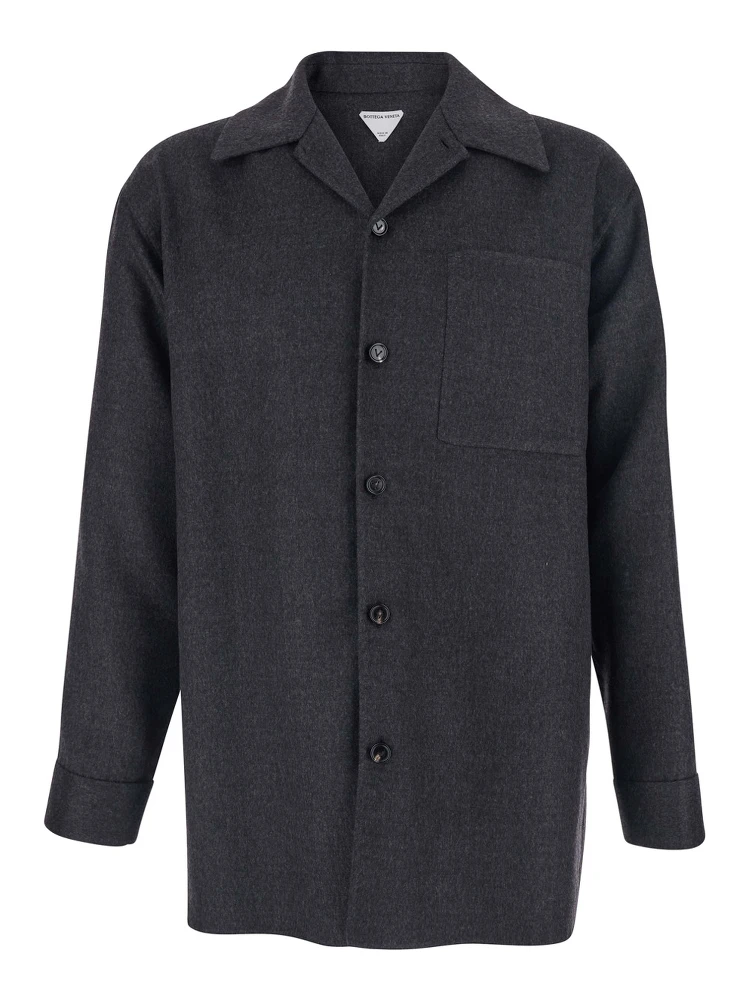 Grey Jacket with Wide Notched Revers in Cashmere and SIlk Man