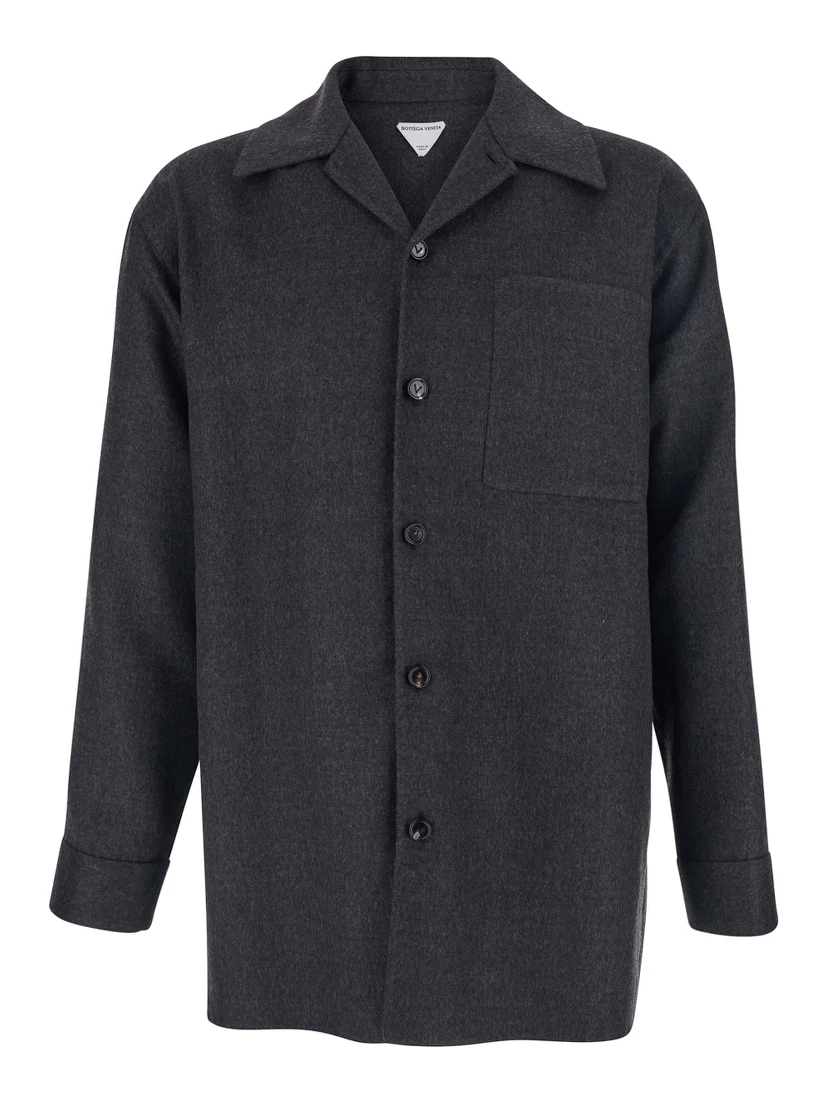 Grey Jacket with Wide Notched Revers in Cashmere and SIlk Man