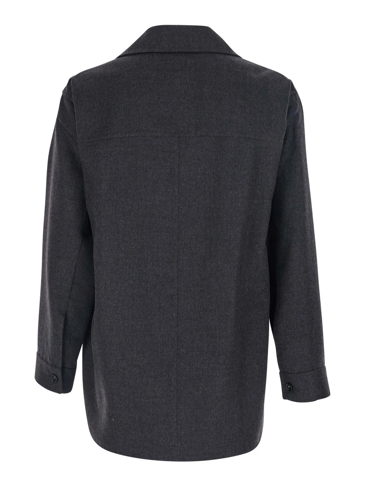 Grey Jacket with Wide Notched Revers in Cashmere and SIlk Man alternative