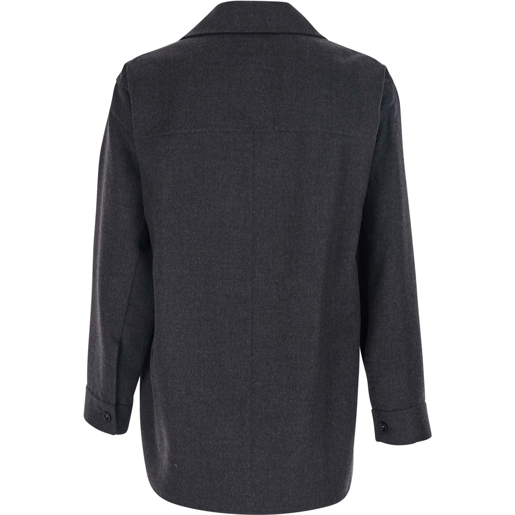 Grey Jacket with Wide Notched Revers in Cashmere and SIlk Man