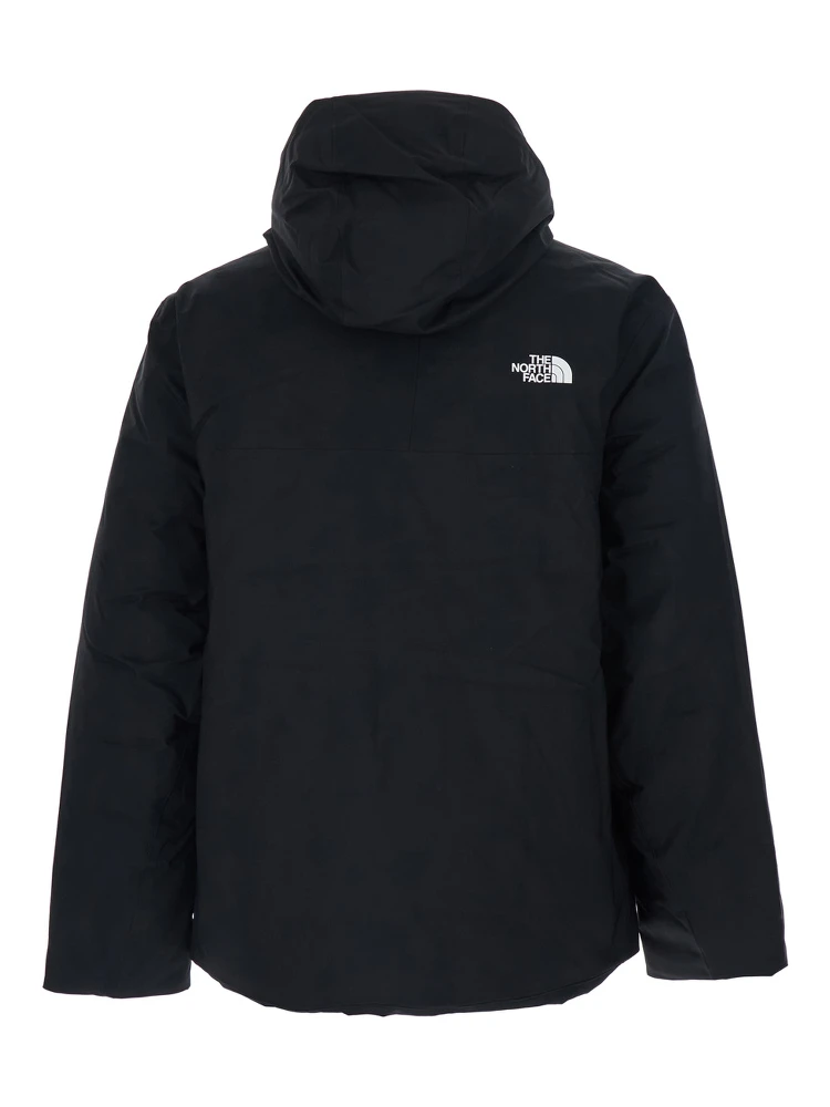 Black Jacket with Drawstring Hood and Logo Detail on Front and Rear in Tech Fabric Man alternative