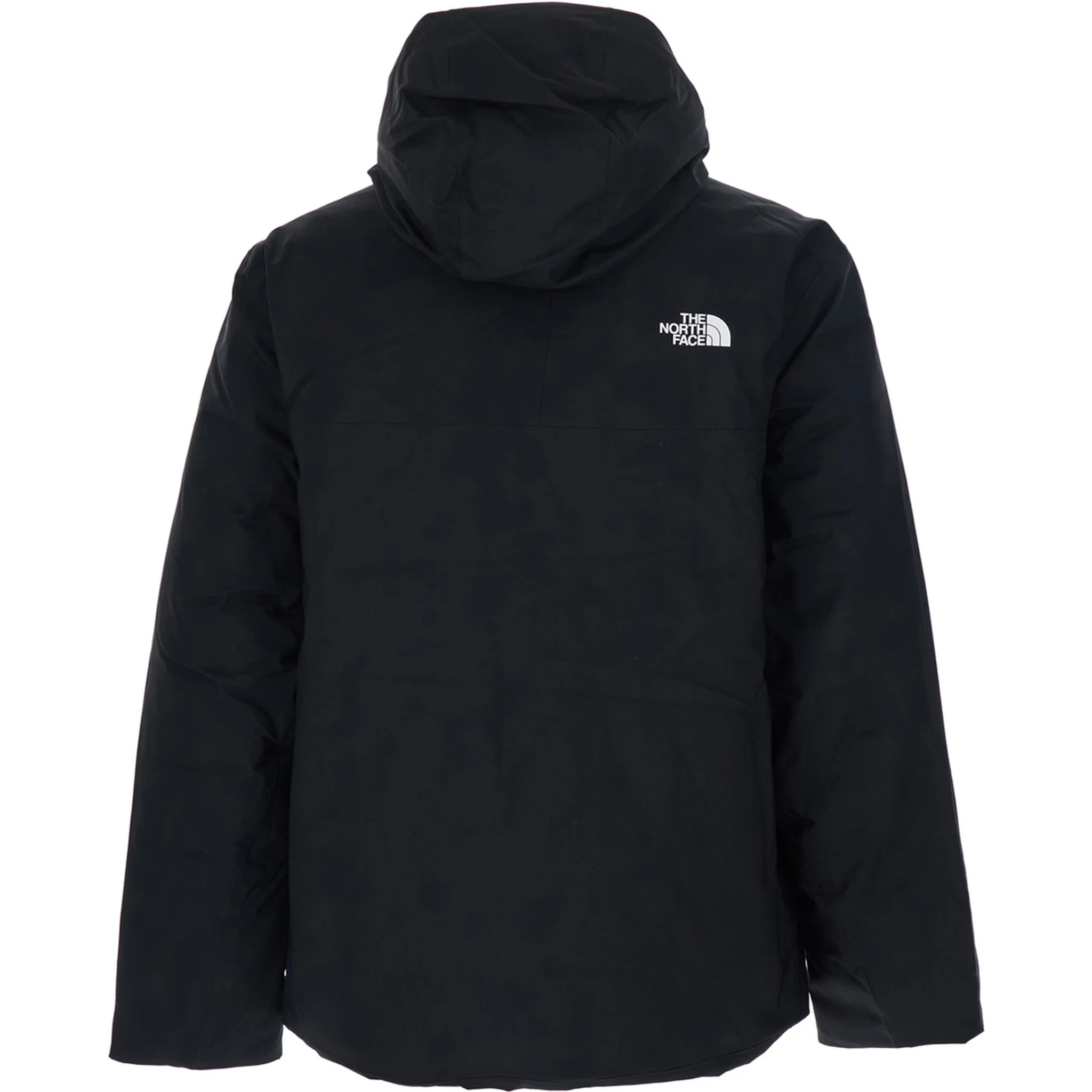 Black Jacket with Drawstring Hood and Logo Detail on Front and Rear in Tech Fabric Man