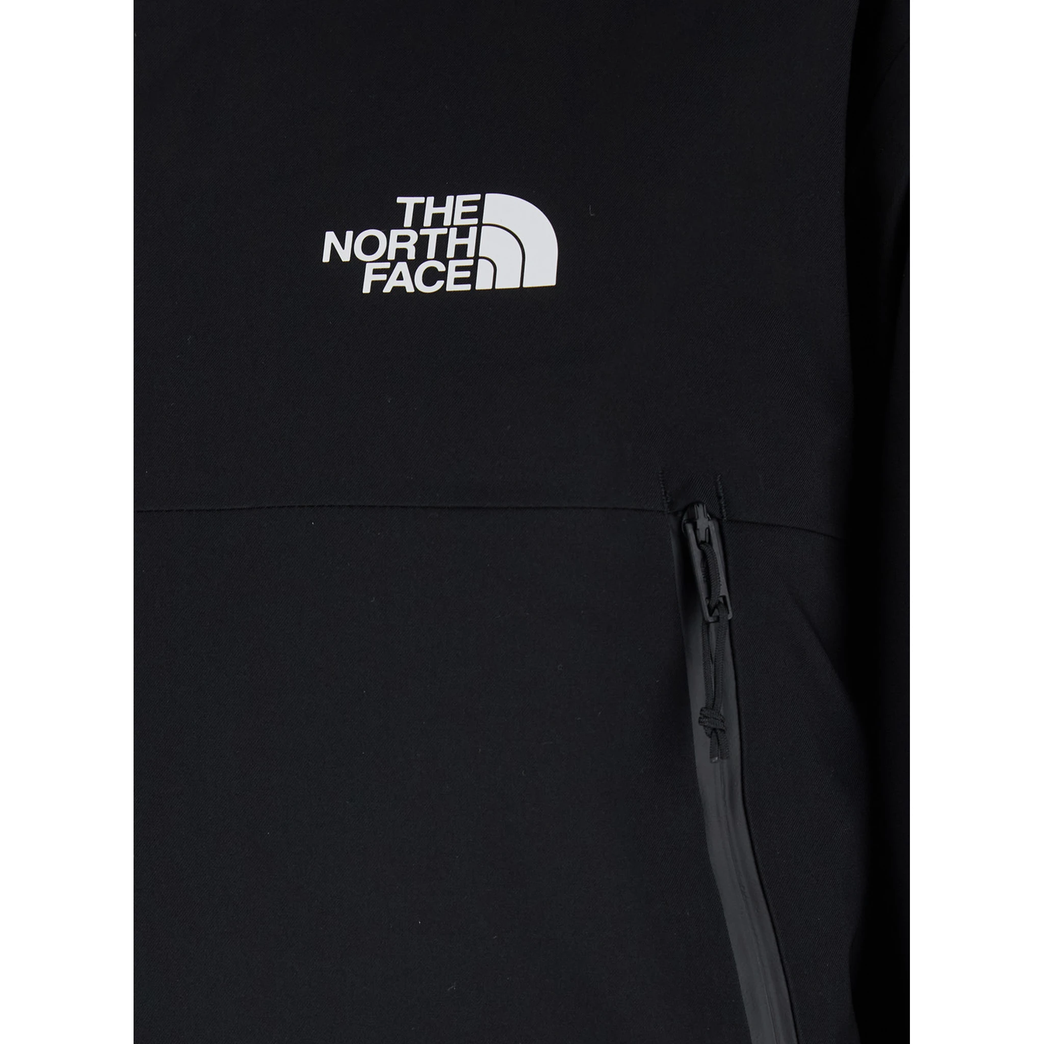 Black Jacket with Drawstring Hood and Logo Detail on Front and Rear in Tech Fabric Man