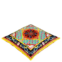 Multicolor Square Cushion with All-Over Graphic Print in Cotton Home